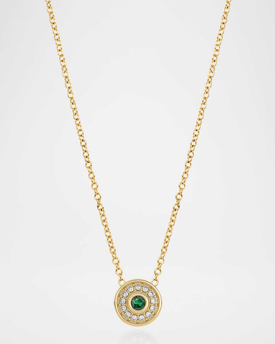 18K Universum Petite Pave Diamond and Emerald Necklace